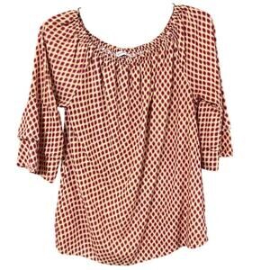 Stretchy Retro Lascana Pink Ruffle Three Quarter Blouse